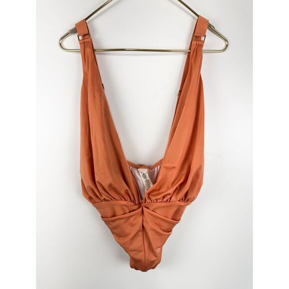 HAH Hot-As-Hell Comin in HAHT Plunge One-Piece Swimsuit sz M Sexy Beach Pool - Picture 2 of 4